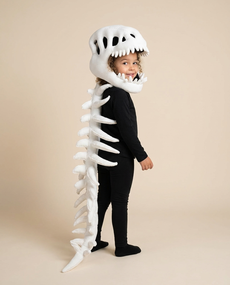 Side view showing spine and tail